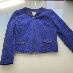 Gap fitted zip up blue printed long sleeve jacket- medium